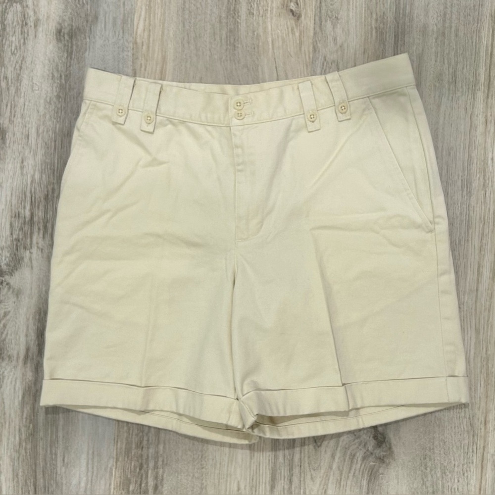 Lauren Ralph Lauren 6” Beige Khaki Shorts Cuffed Chino 100% Cotton Size 6